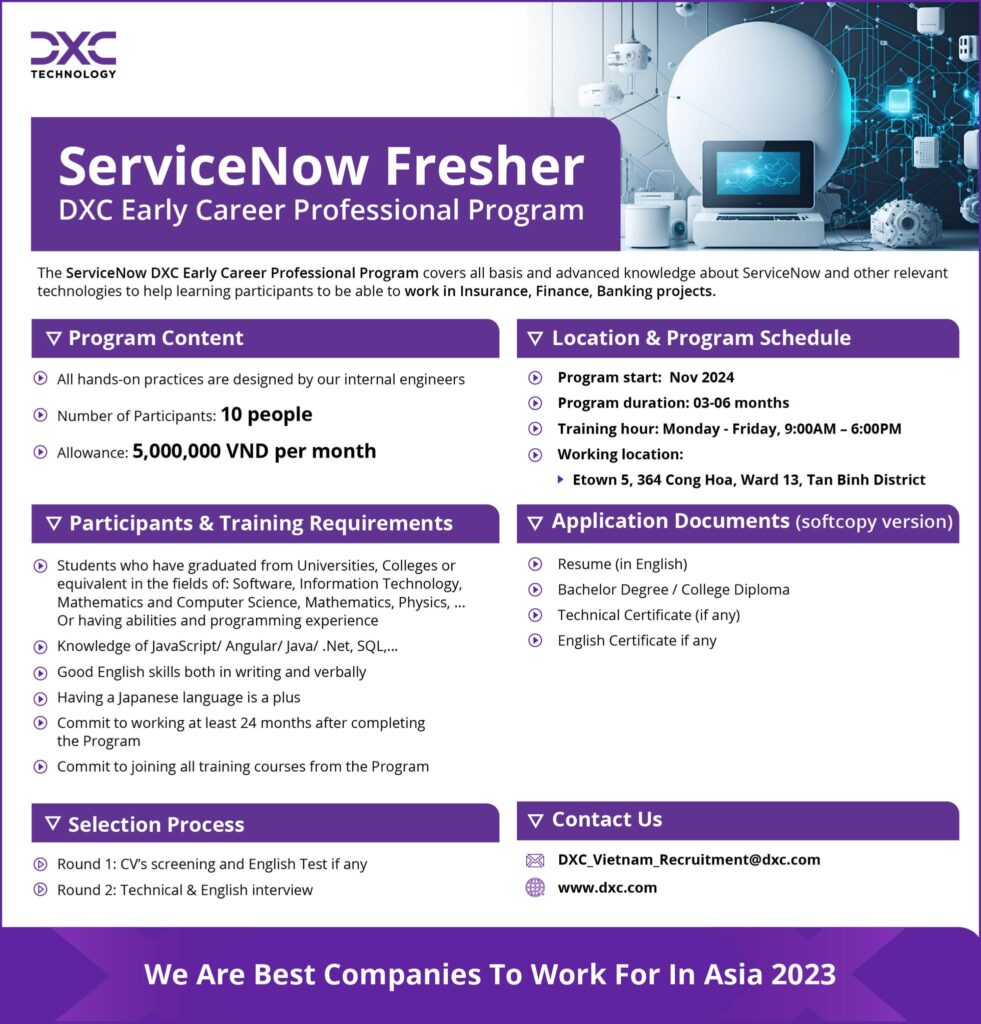 Chương trình Fresher/Intern tại DXC Việt Nam